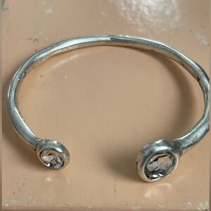 Awesome silver tone cuff with clear crystals
